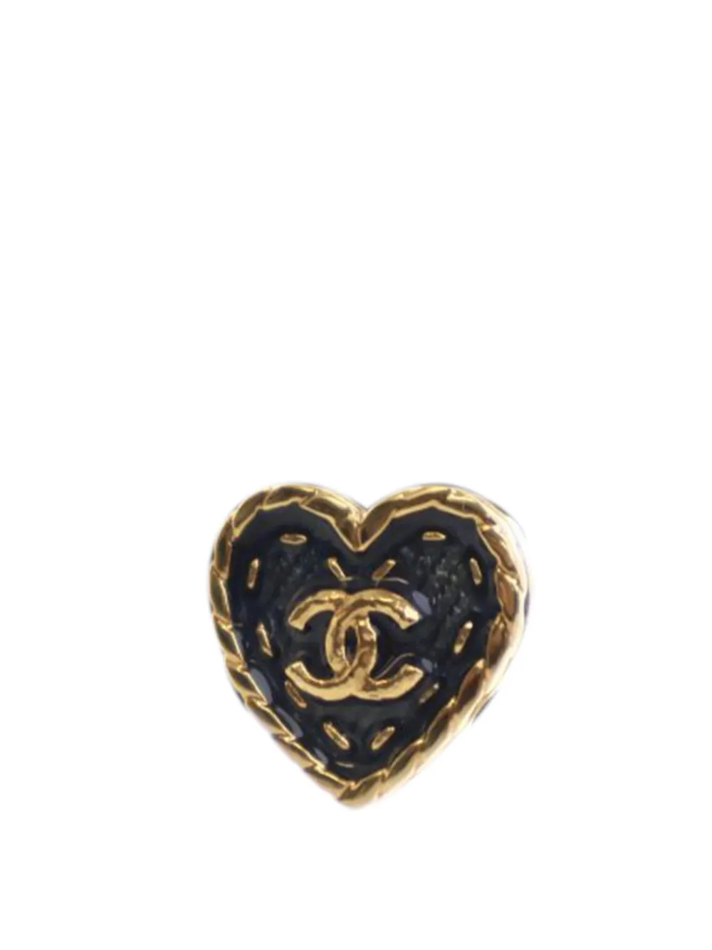 CHANEL Pre-Owned 2024 Enamel CC Heart Push Back Earrings costume earrings | Image 2