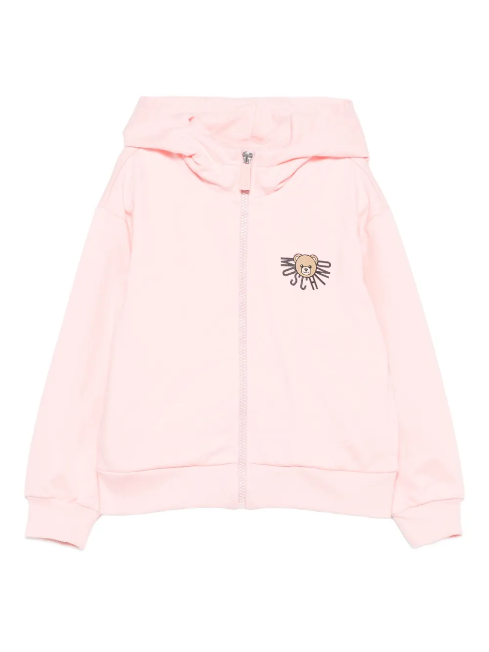 Moschino Kids Hoodie met teddyprint en rits Roze