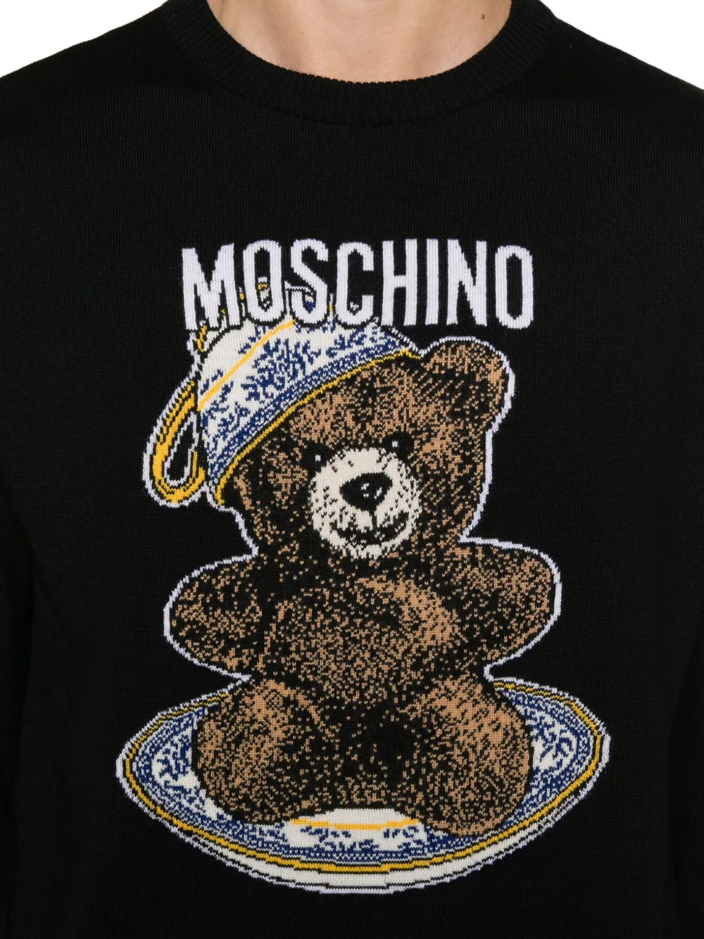 Moschino teddy-intarsia wool jumper Zwart