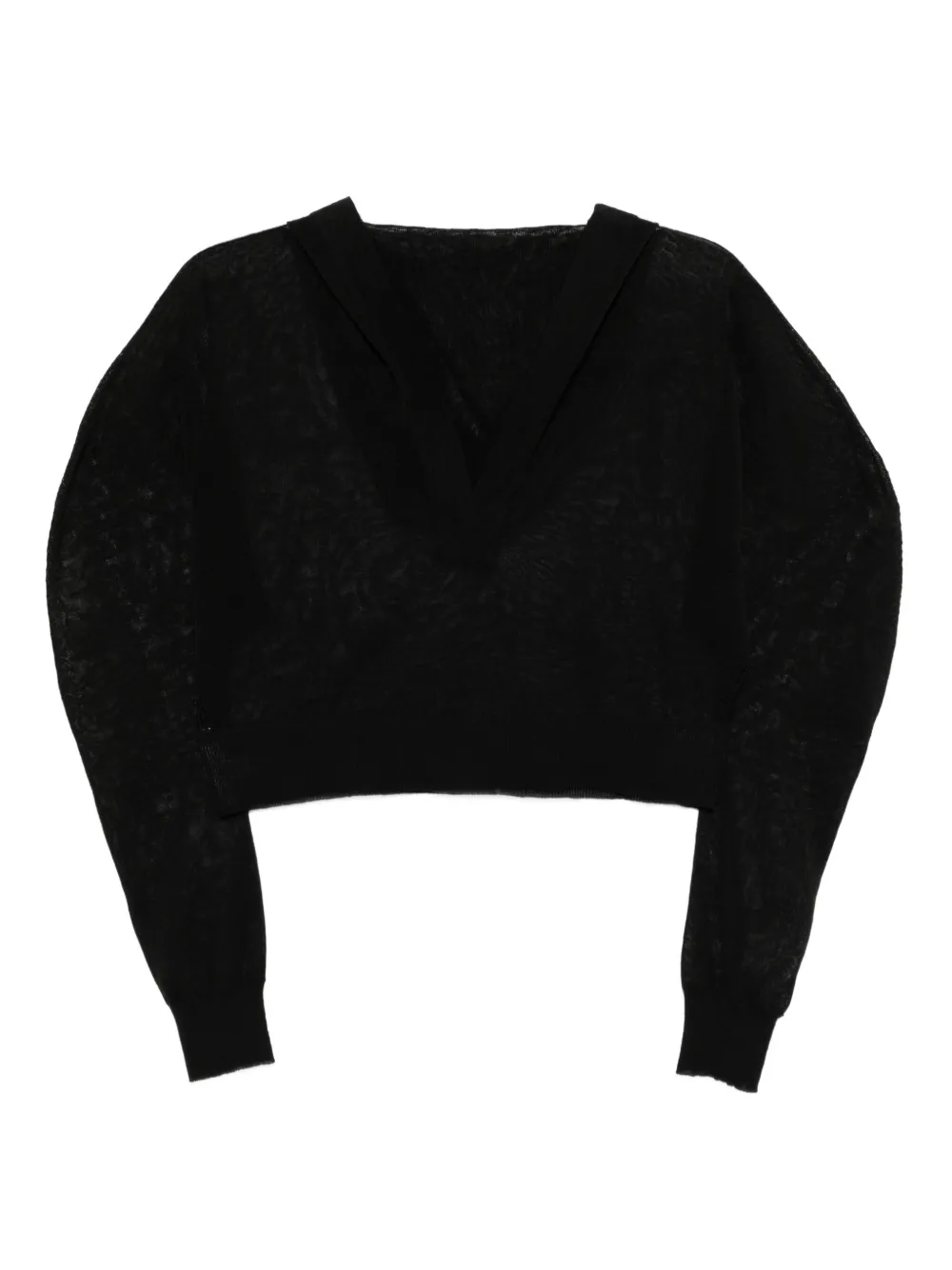 Alaïa knitted cropped hoodie | Black | Image 1
