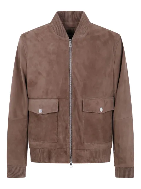 Michael Kors ribbed-cuff suede bomber jacket