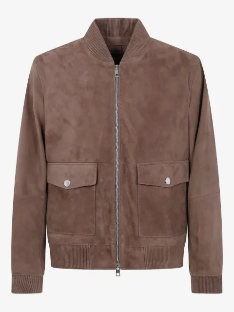 Michael Kors ribbed-cuff suede bomber jacket