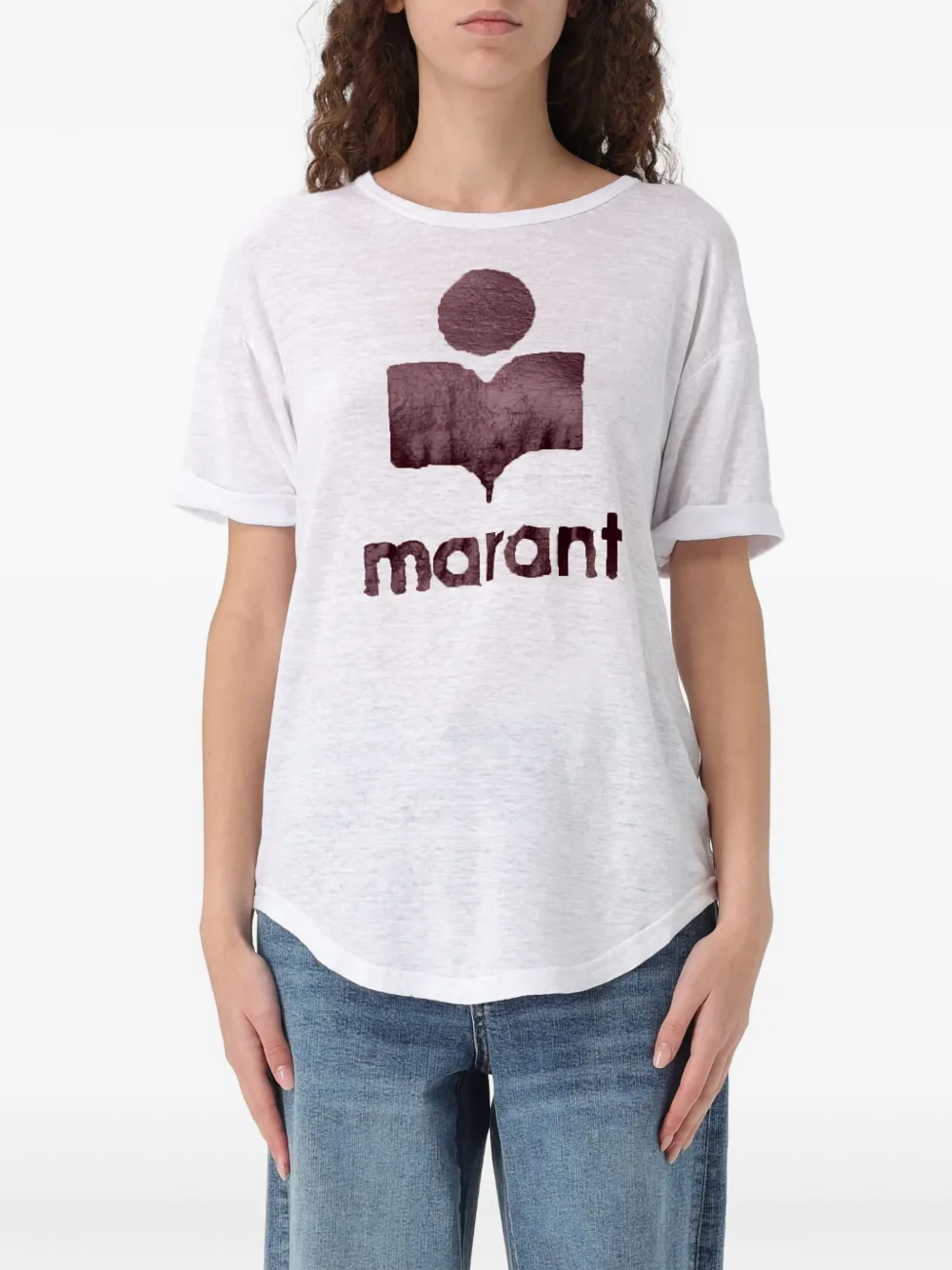 Isabel Marant Étoile Logo-print Linen T-shirt In White