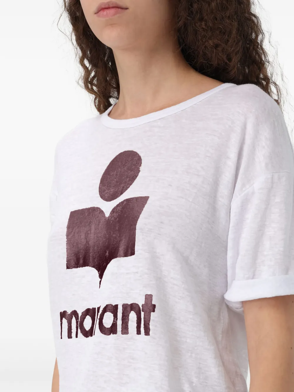 Isabel Marant Étoile Logo-print Linen T-shirt In White