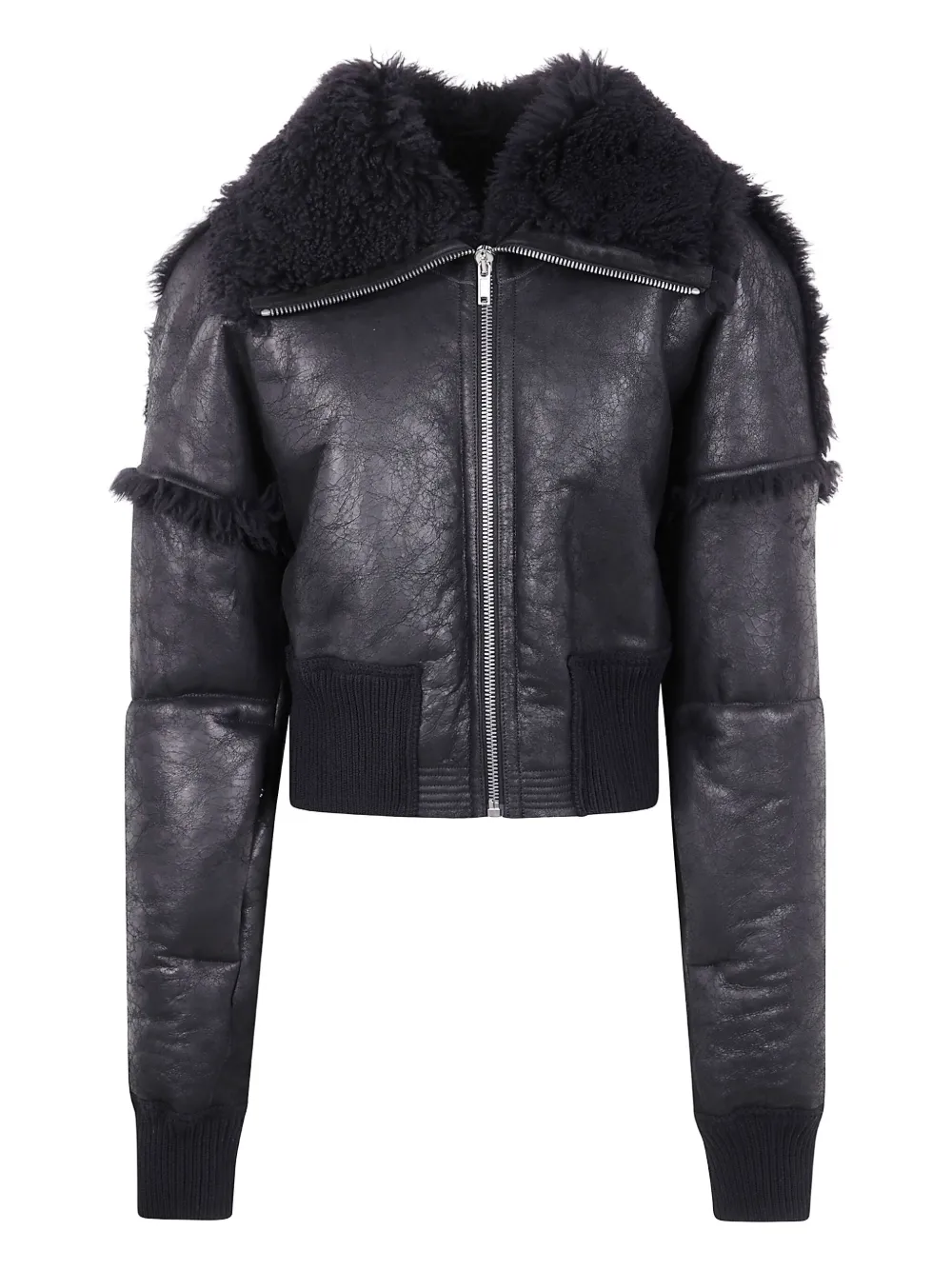 Rick Owens shearling-collar zip-front jacket | Black | Image 1
