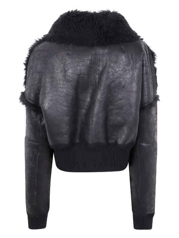 【関税＆送料込み】Rick Owens Leahter Shearling Cape RICK OWENS shearling hooded cape with Light blue Rick Owens