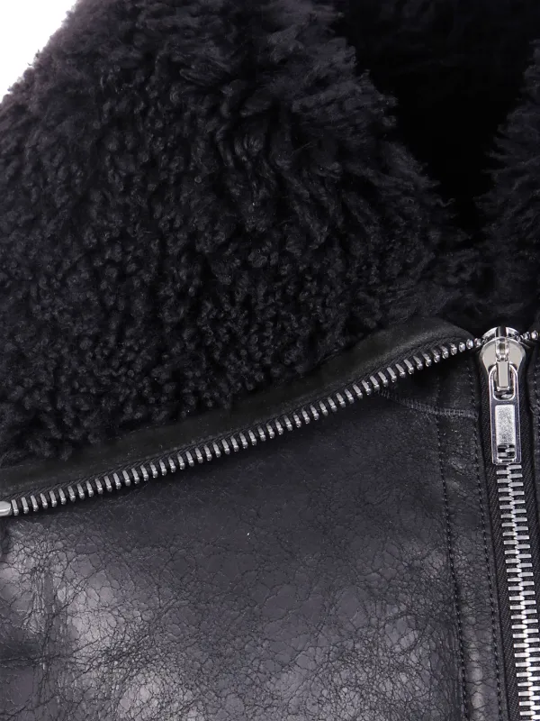 VIP【送料関税込】RICK OWENS LEAHTER SHEARLING CAPE Rick Owens Twist Front Shearling Cape - Bergdorf Goodman