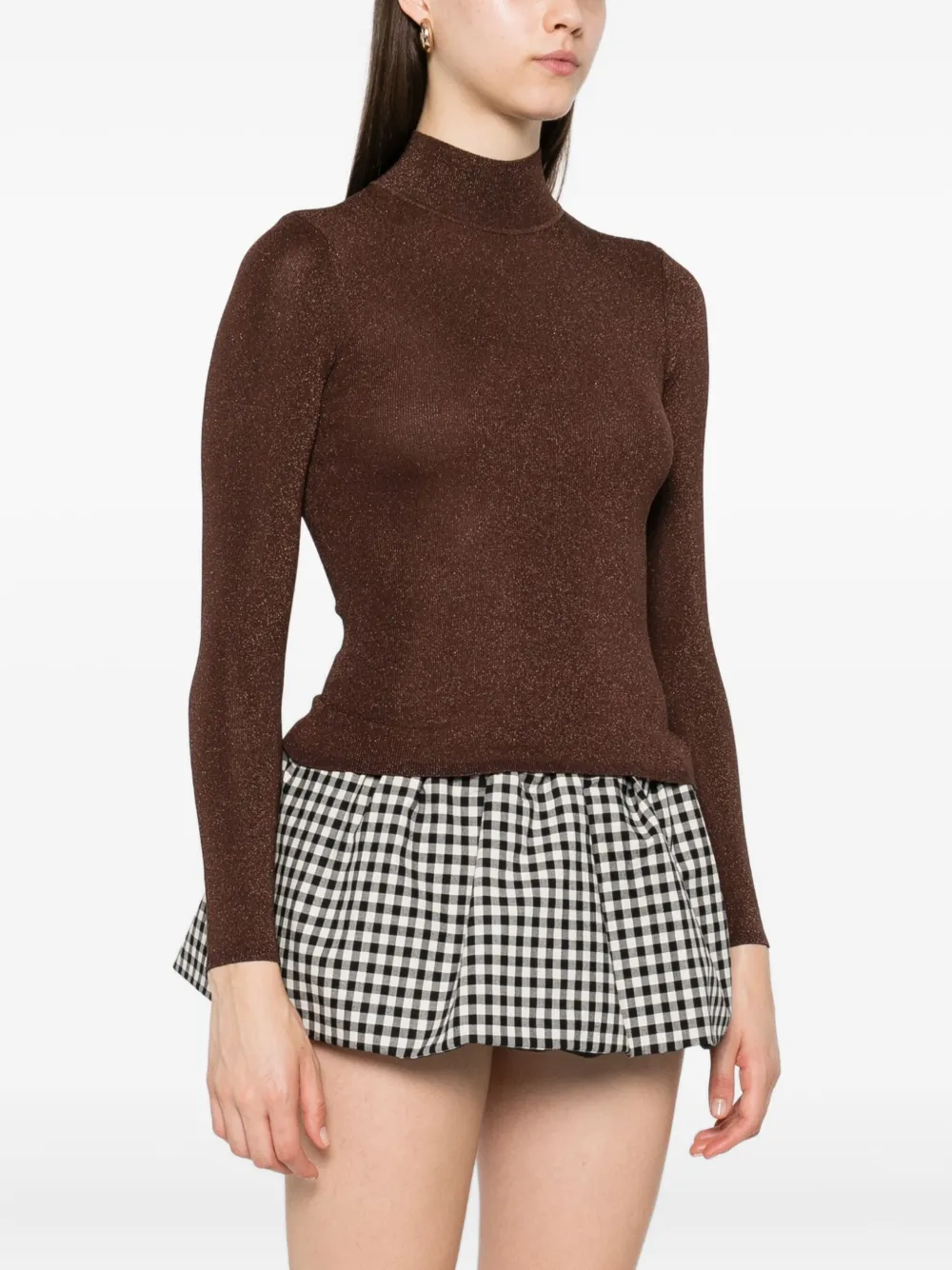 Self-Portrait Top met hoge hals Bruin