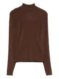 Self-Portrait high-neck top - Brown