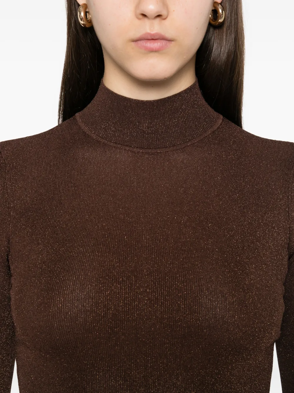 Self-Portrait Top met hoge hals Bruin