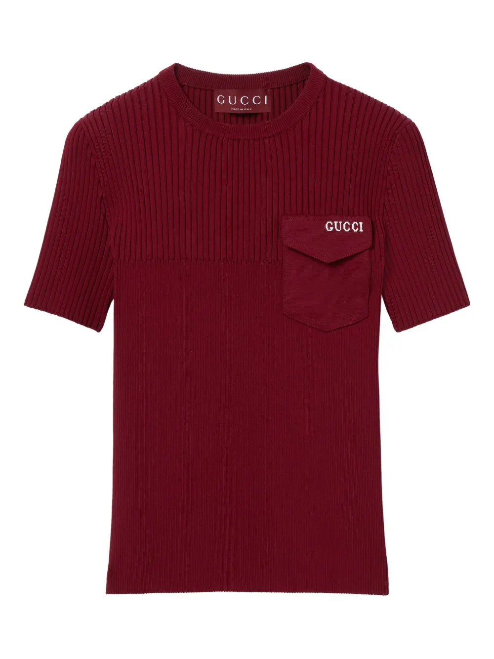 Gucci ribbed pocket-detail top Rood
