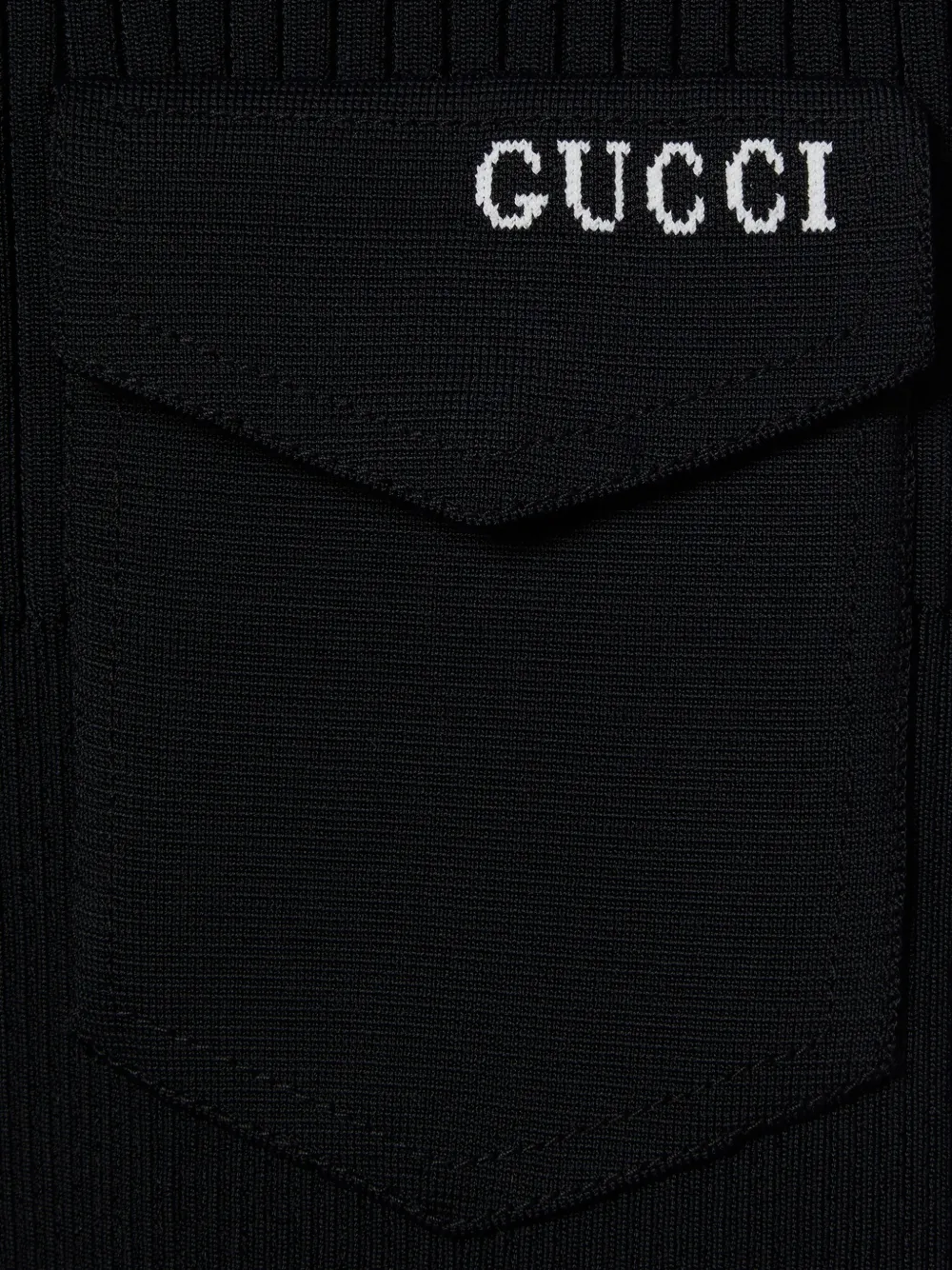 Gucci ribbed-knit breast-pocket Top Zwart