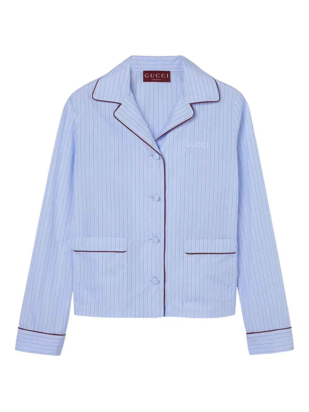 Gucci striped embroidered shirt Blauw