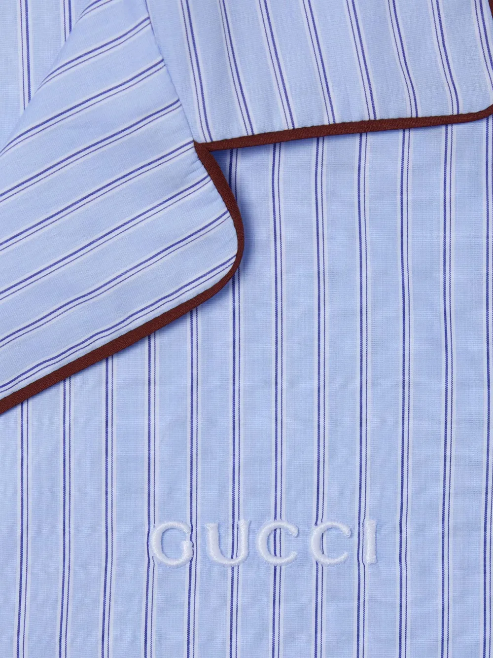 Gucci striped embroidered shirt Blauw