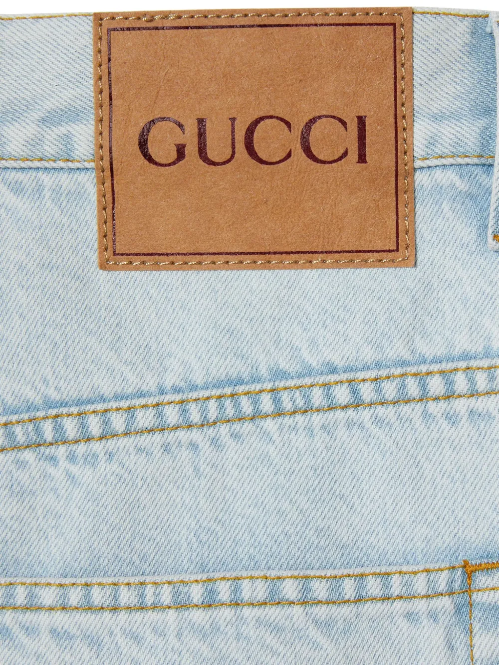 Gucci Double G logo denim shorts BLUE AND GREEN