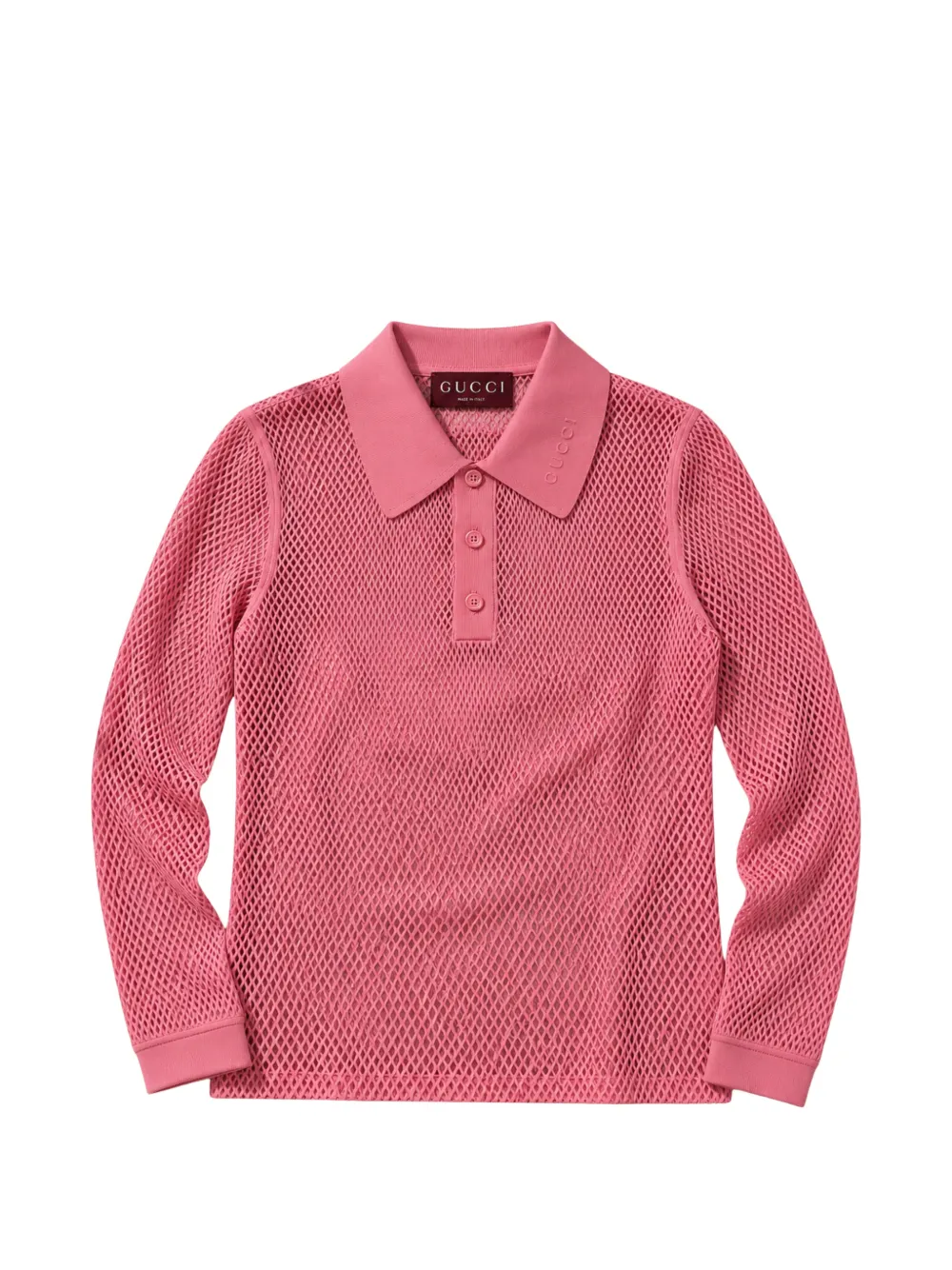 Gucci mesh long-sleeve polo shirt Roze