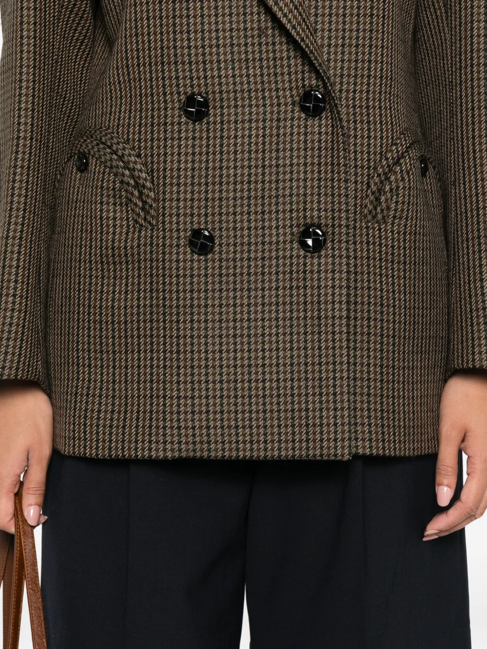 Blazé Milano Houndstooth Double-breasted Jacket In Gray