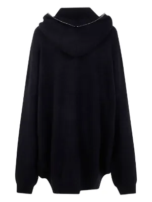 パーカー・フーディ Rick Owens Oversized Black Knit Sweatshirt With Full Zip Rick Owens fine-knit zip-up Hoodie | Black | FARFETCH