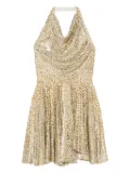 Self-Portrait pleated halter neck mini dress - White