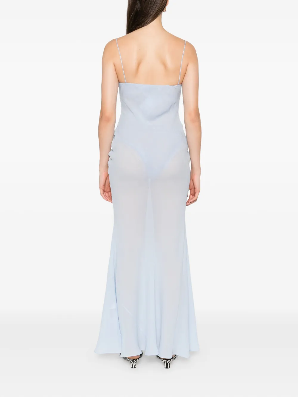 Self-Portrait Maxi-jurk met kanten afwerking Blauw