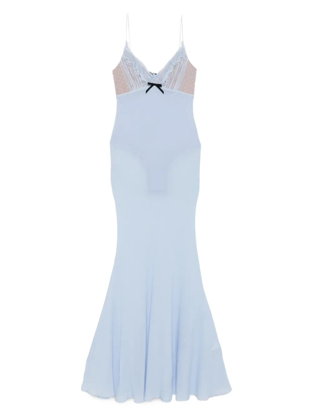 Self-Portrait Maxi-jurk met kanten afwerking Blauw