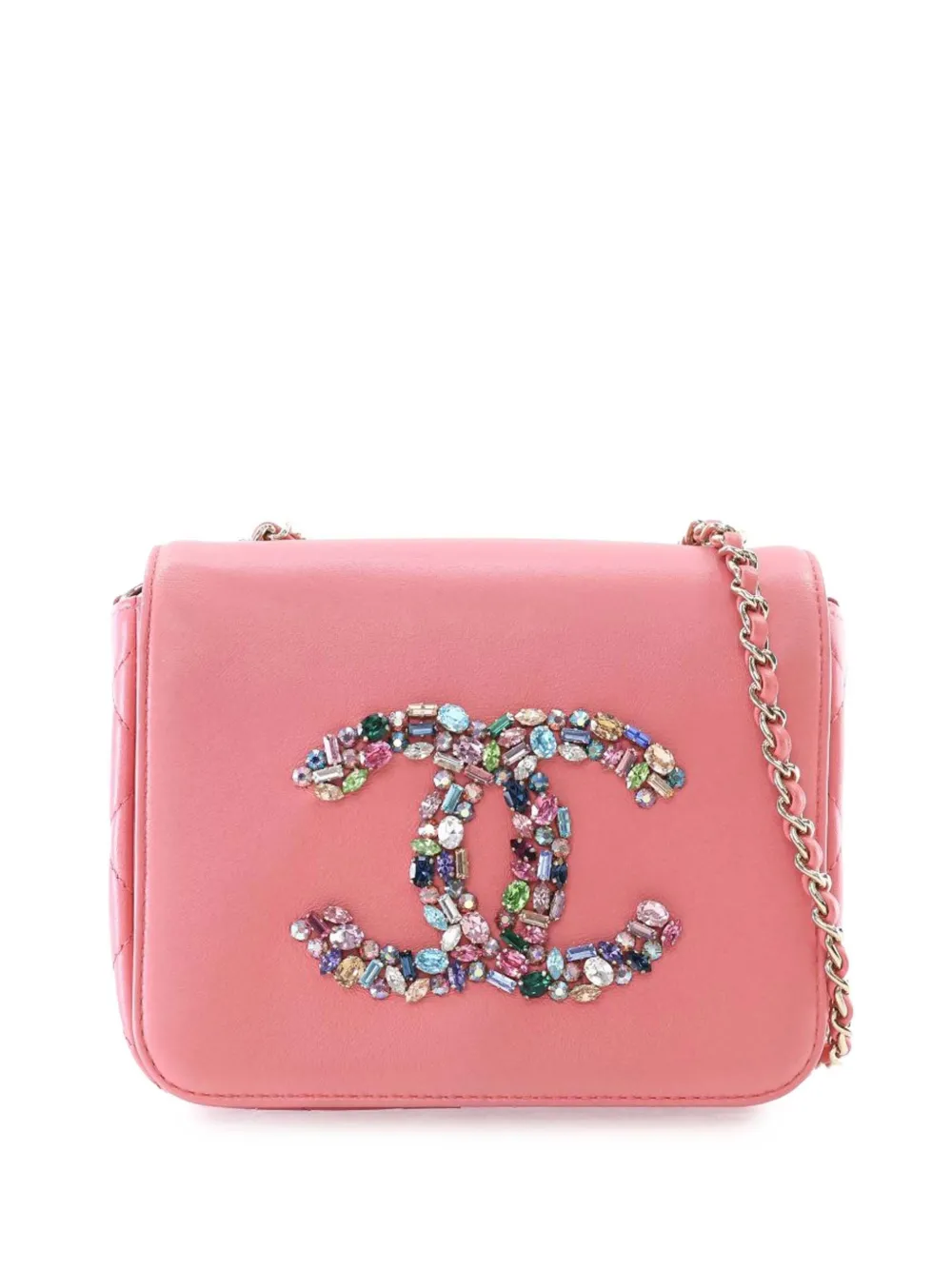 CHANEL Pre-Owned 2021 Mini Lambskin Giant Crystal CC Flap crossbody CHANEL Pre-Owned 2021 Mini Lambskin Giant Crystal CC Flap crossbody