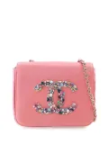 CHANEL Pre-Owned 2021 Mini Lambskin Giant Crystal CC Flap crossbody bag - Pink