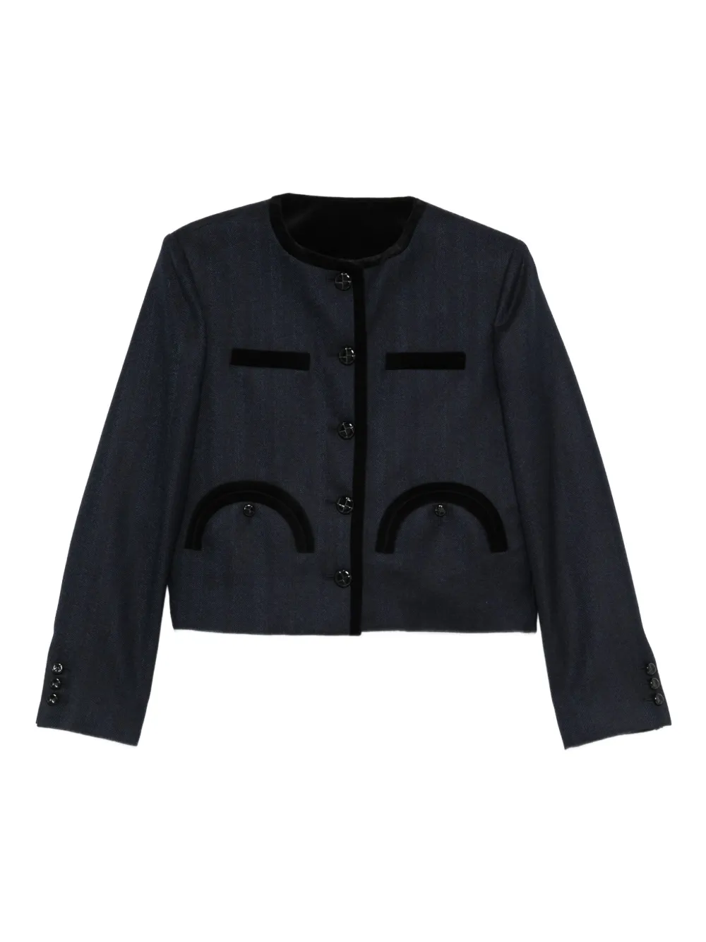 Blazé Milano Velvet-trimmed Pocket Jacket In Black