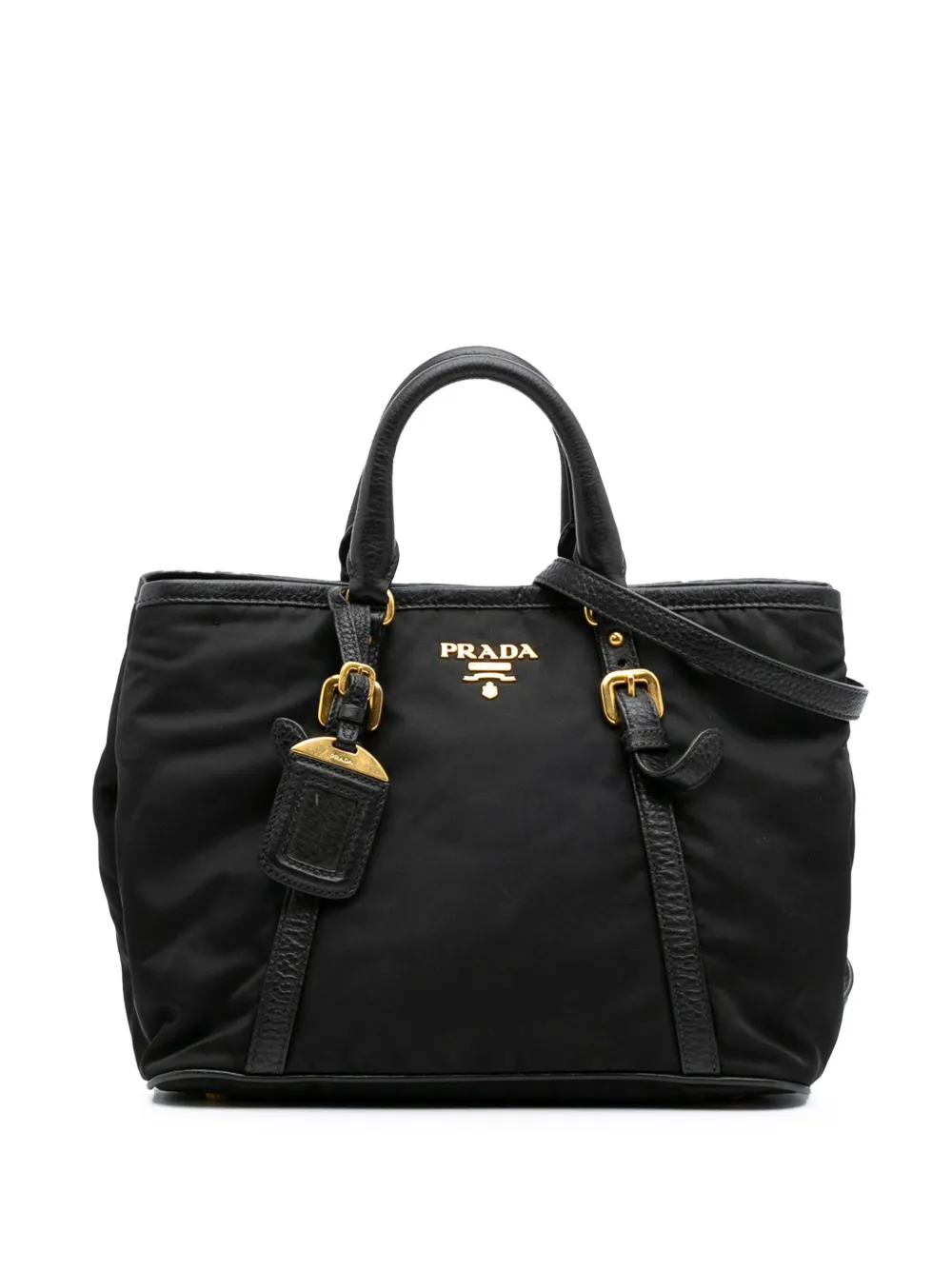 Prada Pre-Owned 2000-2024 Vitello Trimmed Tessuto satchel | Black | Image 1