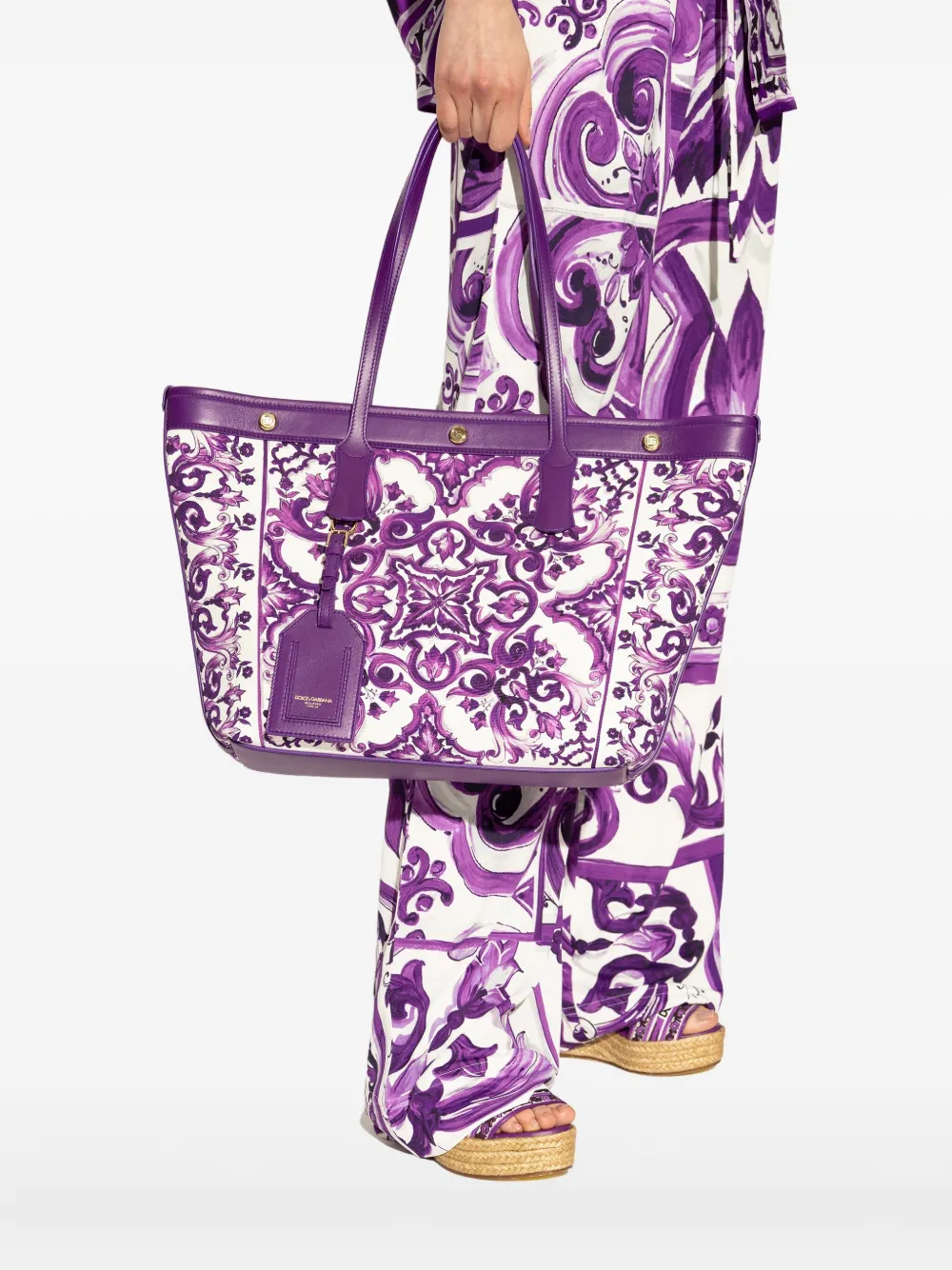 Dolce & Gabbana Majolica-print tote bag Paars