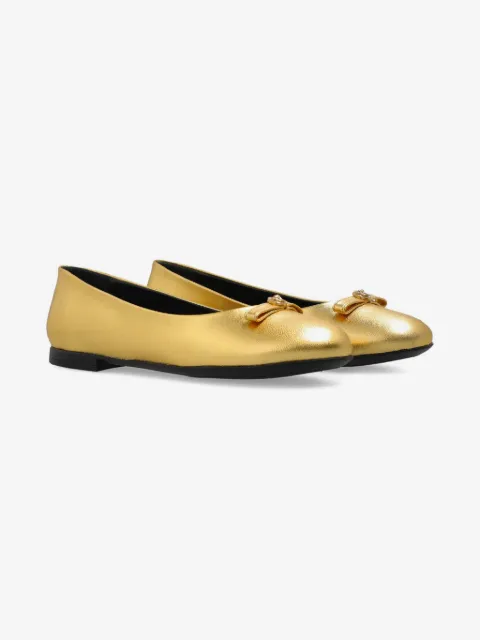 Versace Kids bow-embellished ballerina shoes