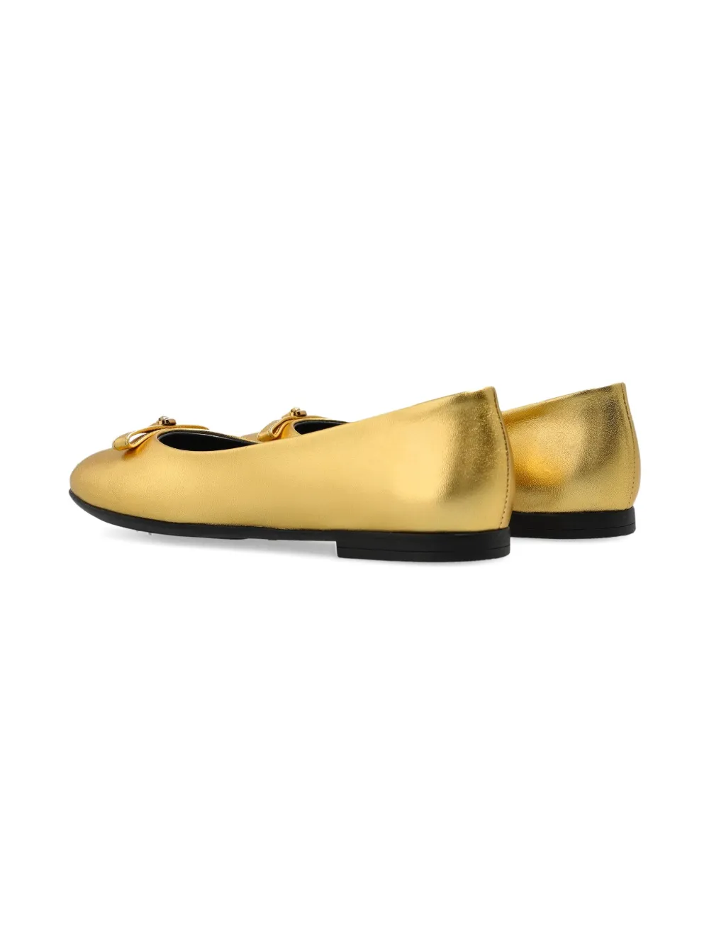 Versace Kids bow-embellished ballerina shoes Gold