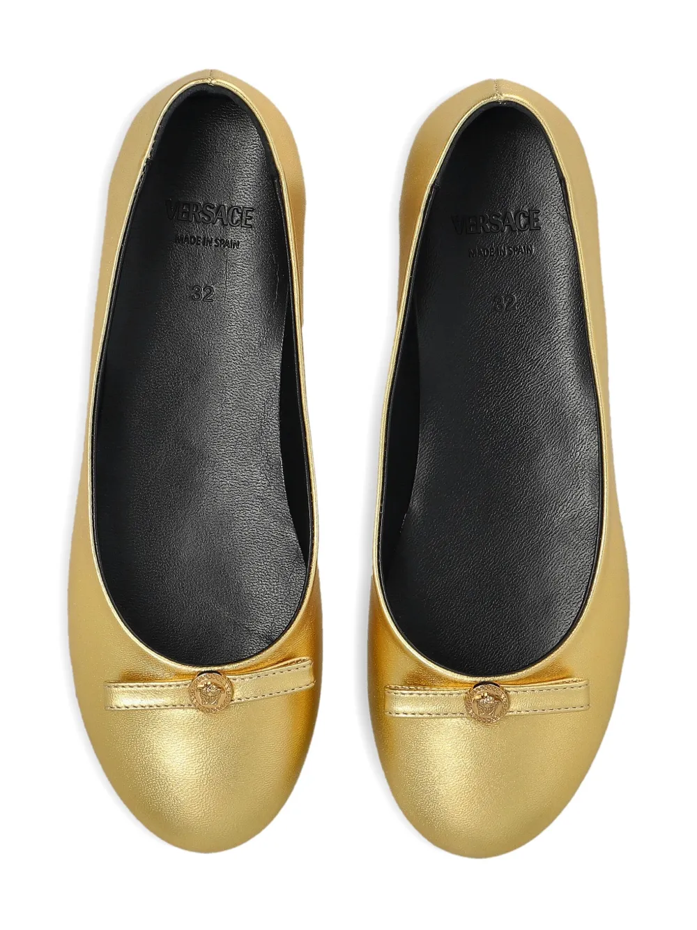 Versace Kids bow-embellished ballerina shoes Gold