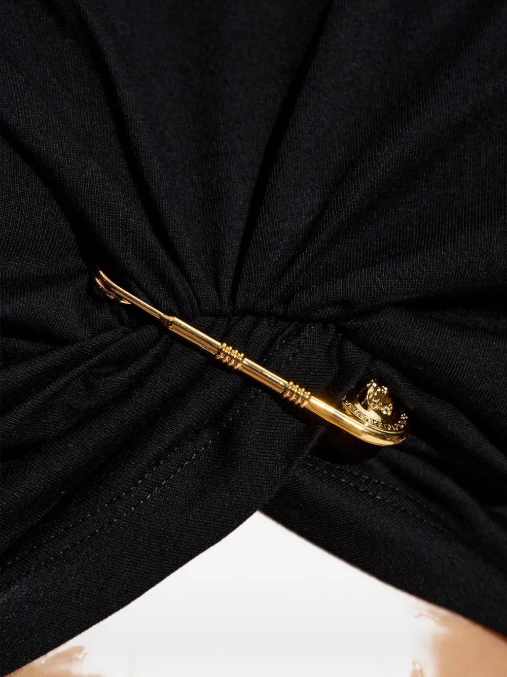 Versace Gedraaide top met veiligheidsspeld Zwart