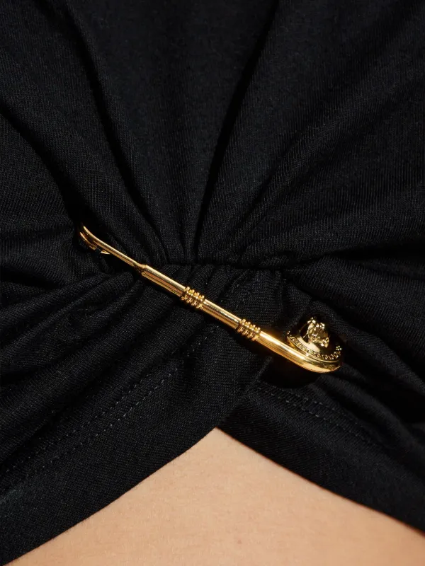 Versace Safety-Pin Twisted Top | Black | FARFETCH