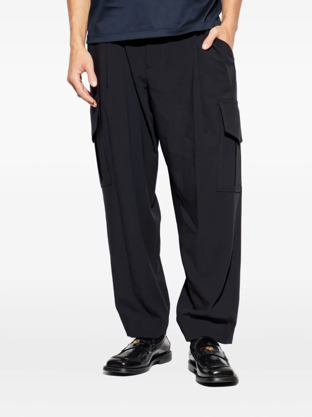 Giorgio Armani Geplooide cargo broek Zwart