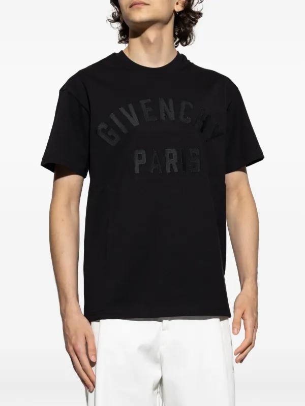 Givenchy T-shirt In Cotton With Paris Embroidery | Black | FARFETCH CA