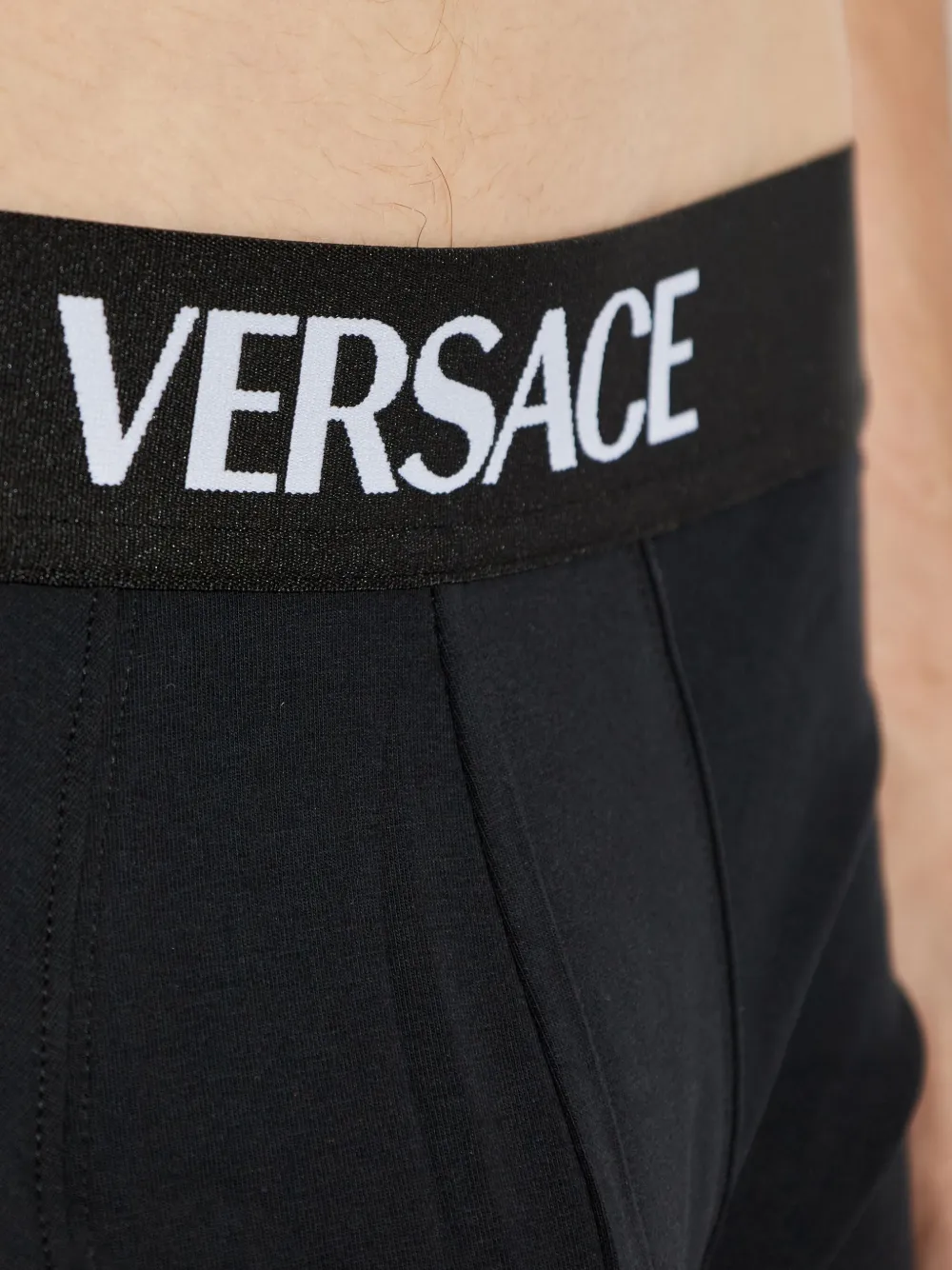 Versace Drie boxershorts met logoband Zwart