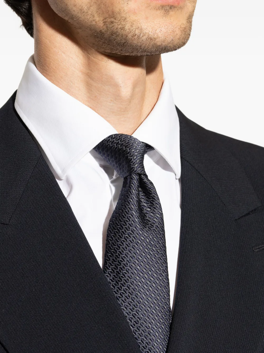 Giorgio Armani Zijden stropdas met geometrisch patroon Zwart