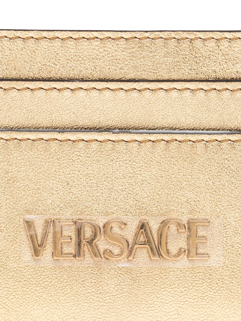 Versace metallic logo-embossed cardholder Goud
