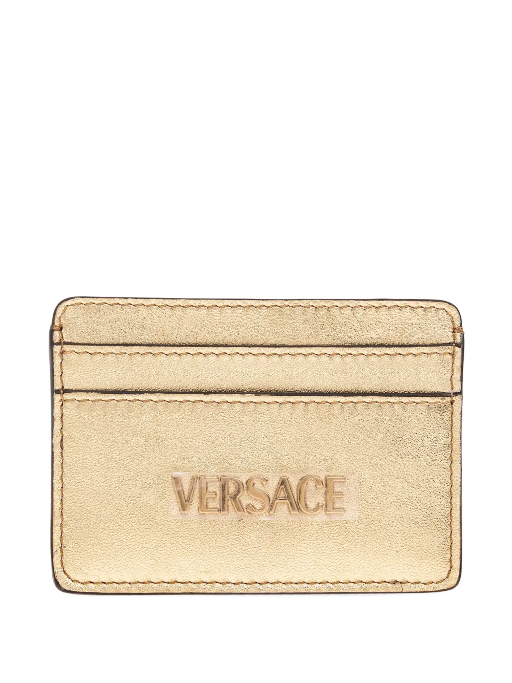 Versace metallic logo-embossed cardholder Goud