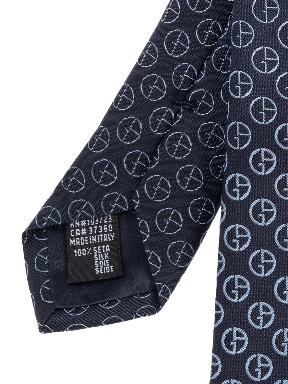 Giorgio Armani monogram-pattern silk tie Blauw