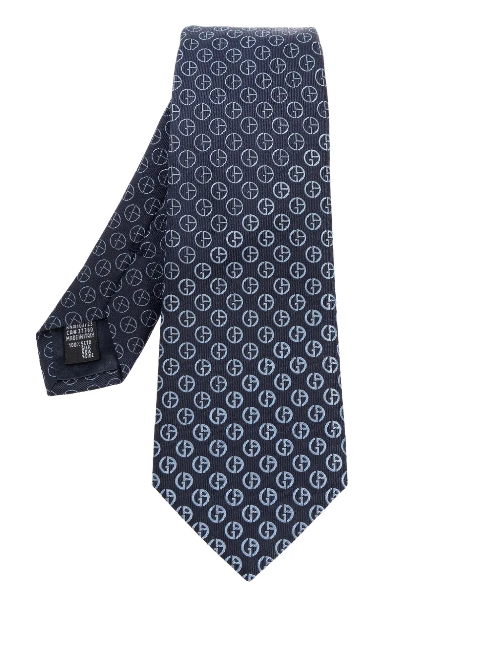 Giorgio Armani monogram-pattern silk tie Blauw