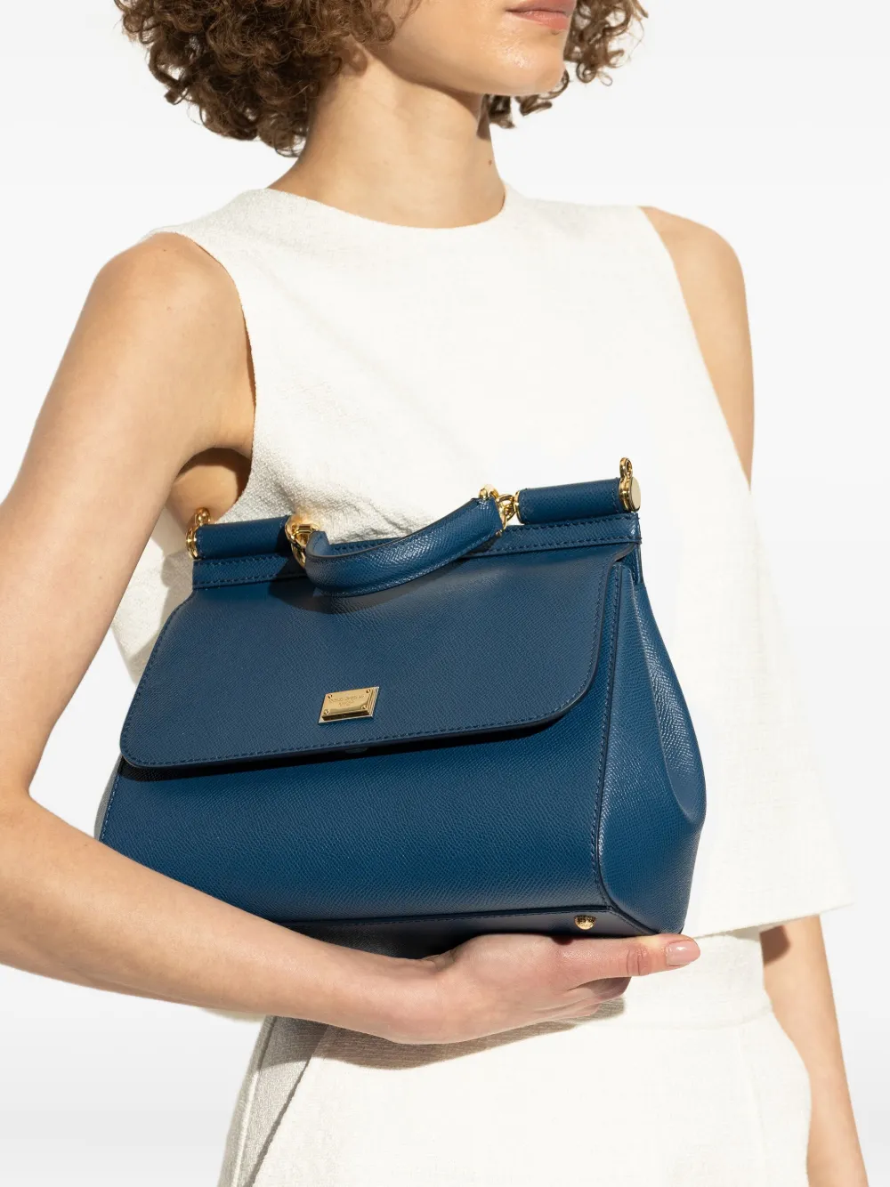 Dolce & Gabbana medium Sicily leather tote bag Blauw