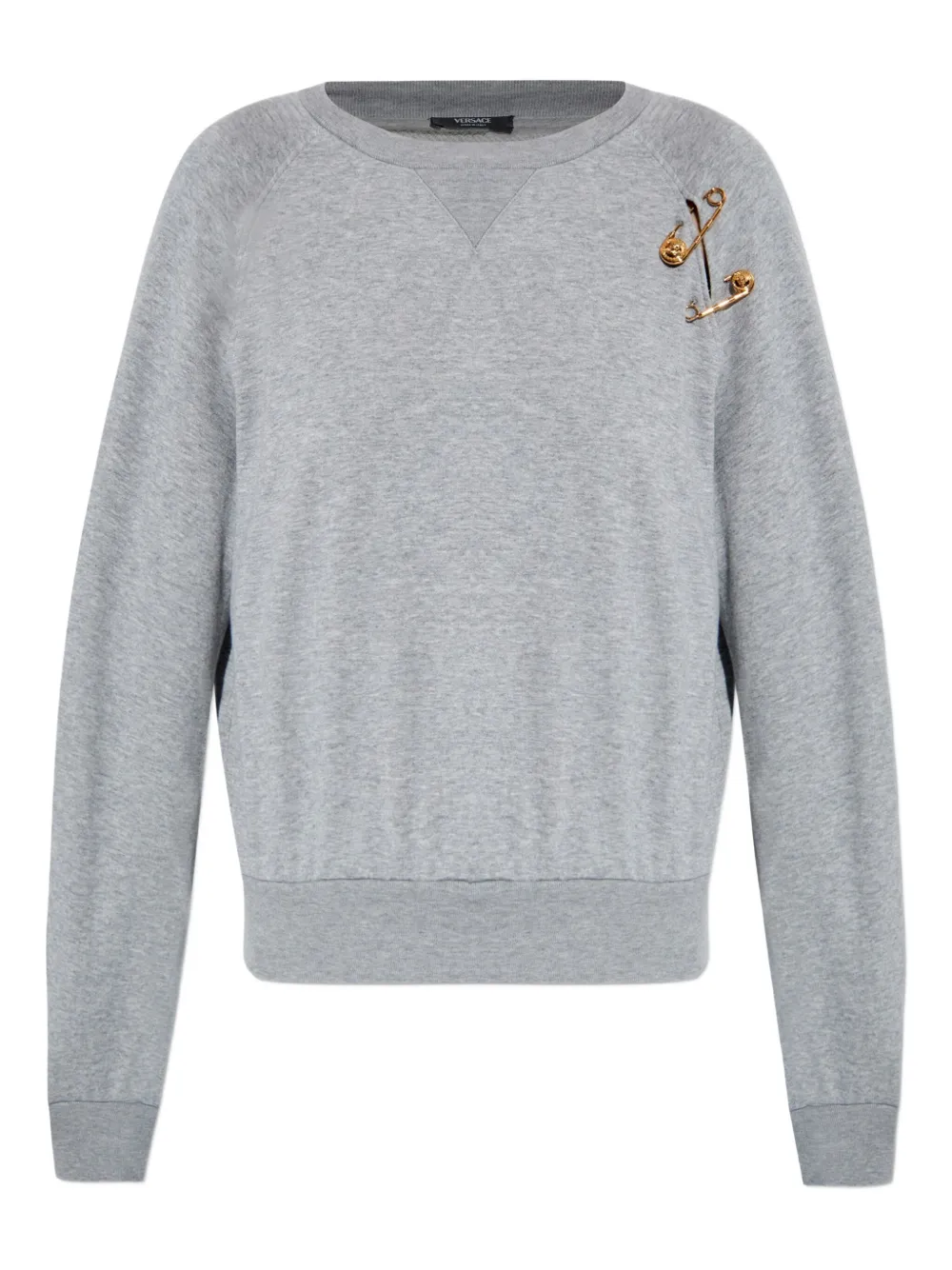 Versace Sweater met veiligheidsspeld en raglan mouwen Grijs