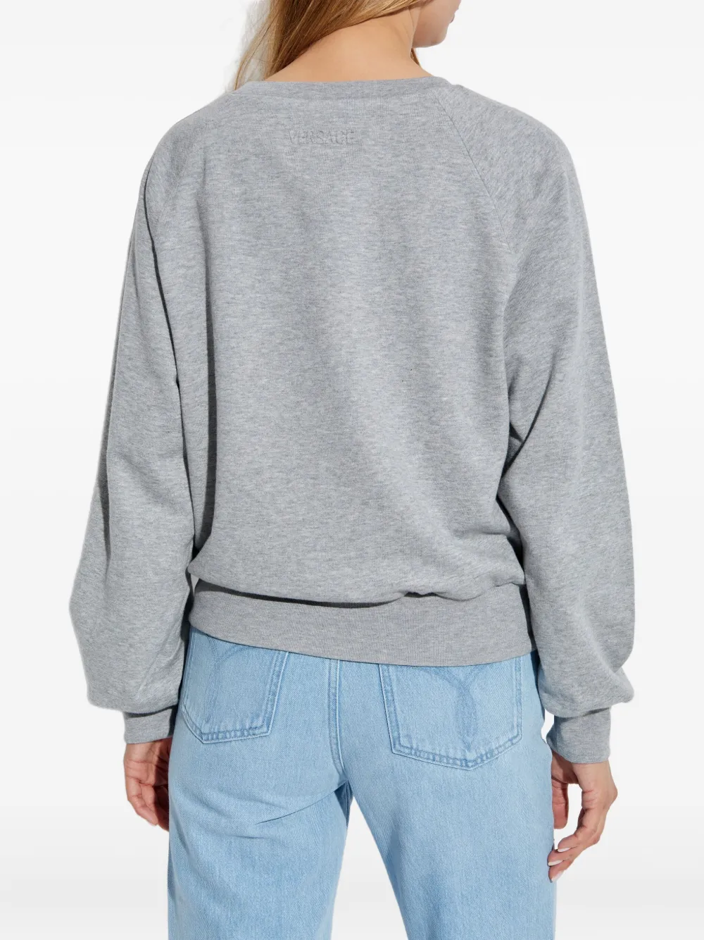 Versace Sweater met veiligheidsspeld en raglan mouwen Grijs