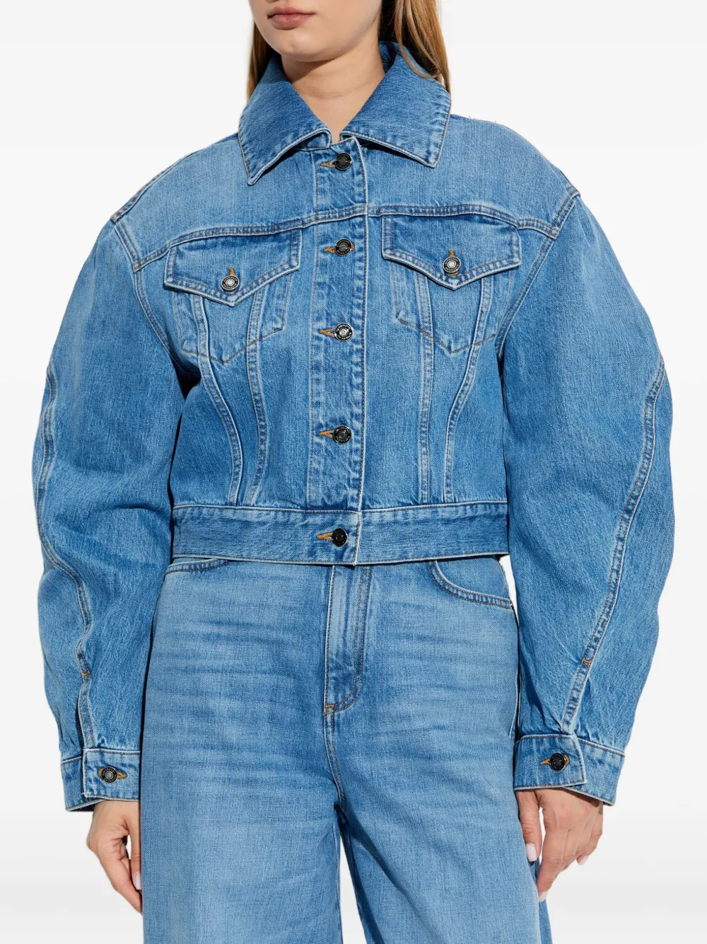 Givenchy puffed-sleeve denim jacket Blauw