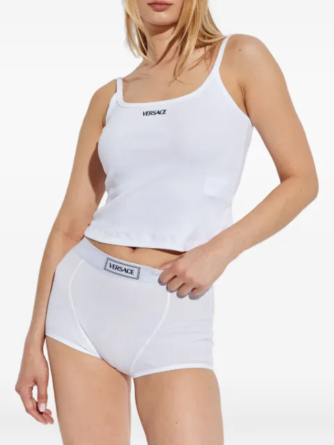 Versace logo-embroidered ribbed top