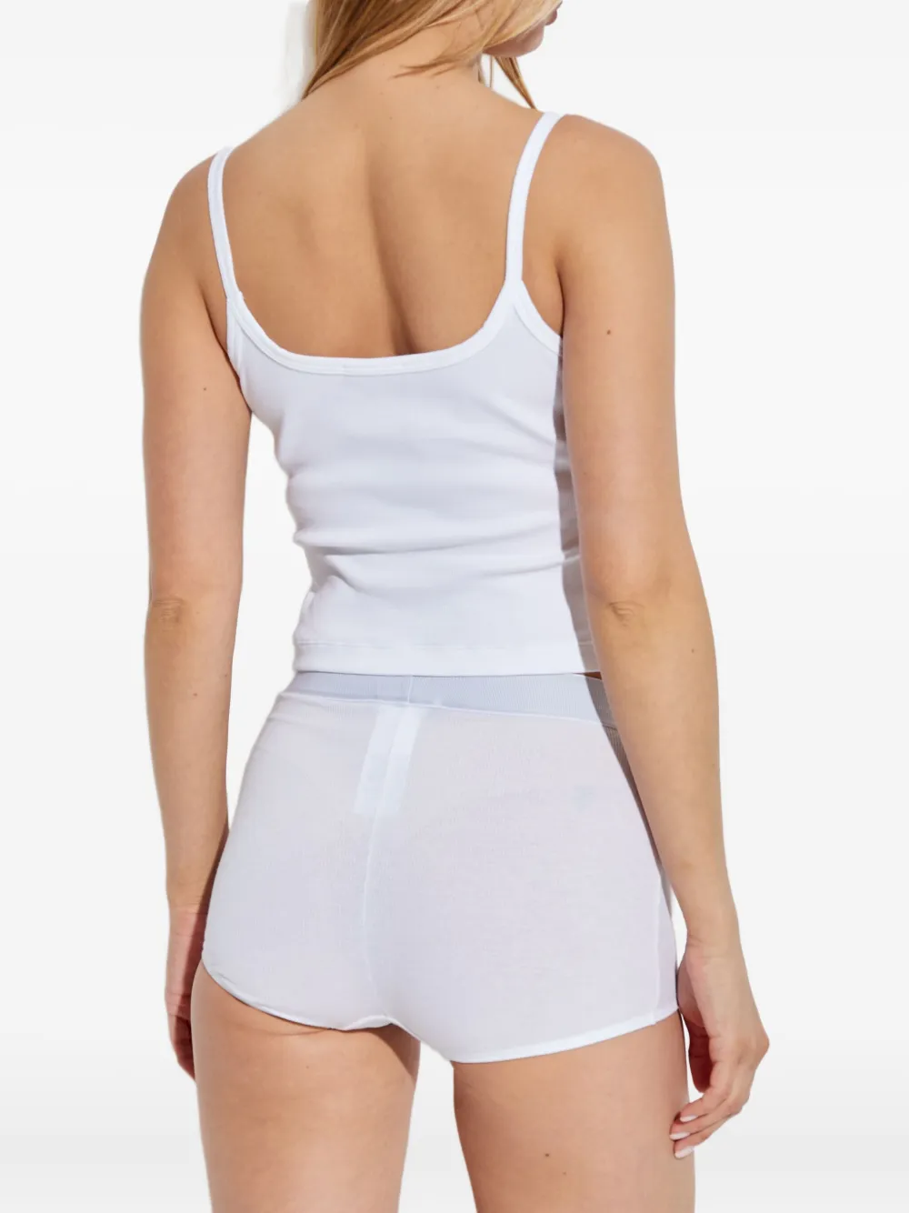 Versace Geribbelde top met geborduurd logo 1W000 WHITE