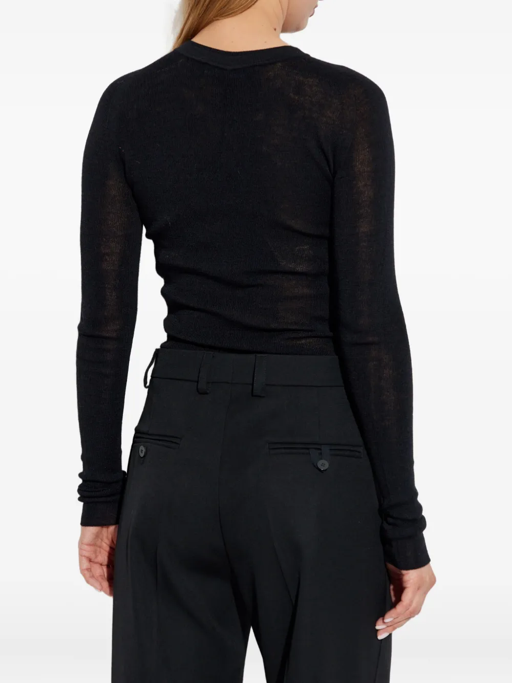 Versace button-embellished wool sweater Zwart